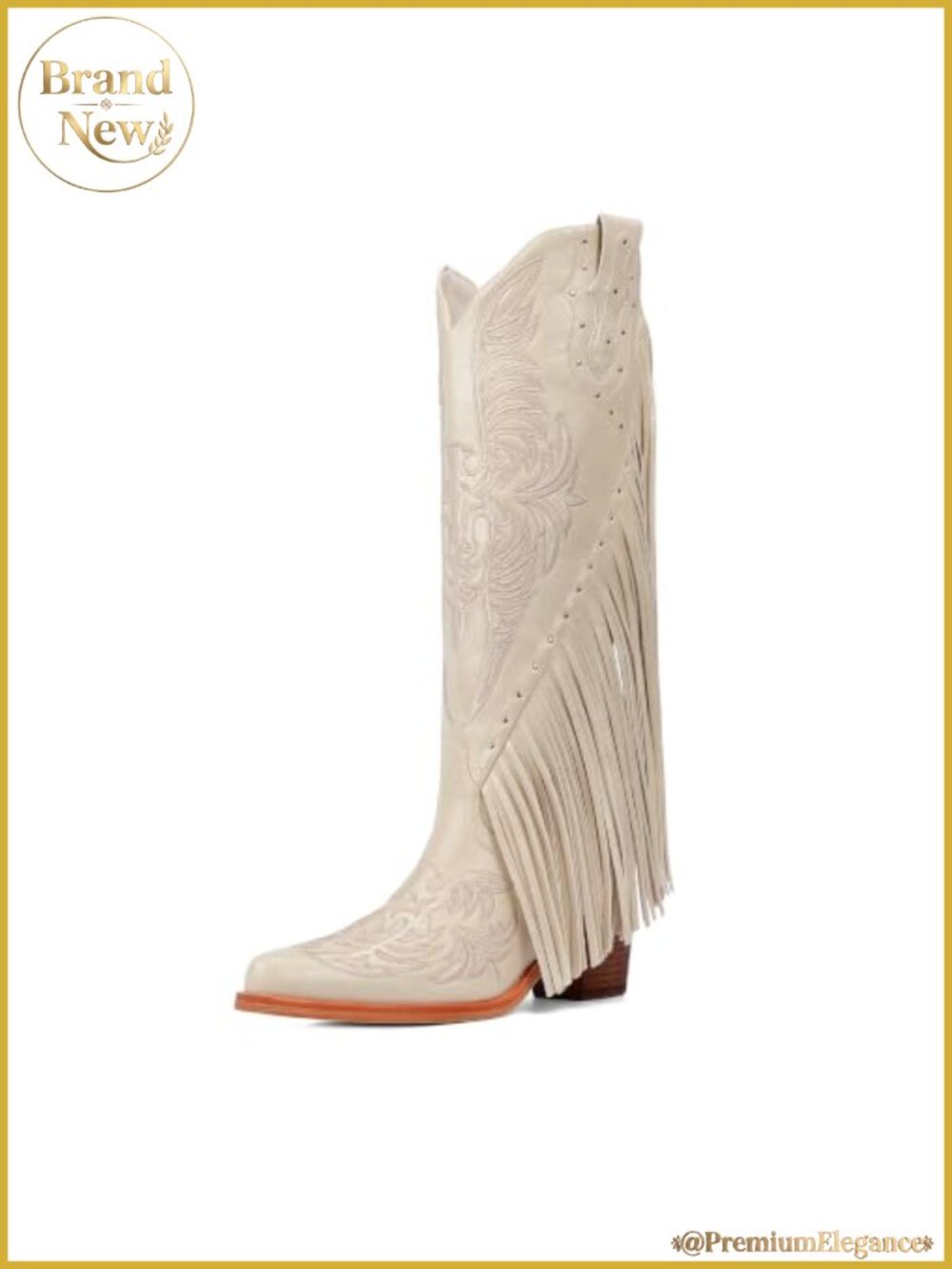 Faux Leather Fringe Western Cowboy Boots Knee High Pull On